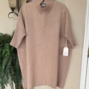 NWT KERISMA OVERSIZED BOXY DRESS SCULPTURAL RIB TURTLENECK FITTED 3/4 SLEEVES